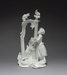 Lány macskás figura, Nymphenburg Porcelángyár 1770 körül (porcelán) alkotó: Dominicus (attr. to) Auliczek