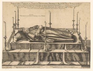 Doodsportret van Ferdinand II van Tirol A legnyugodtabb herceg és Lord Ferdinánd osztrák főherceg (...) (cím a tárgyon) alkotó: Dominicus Custos (possibly)