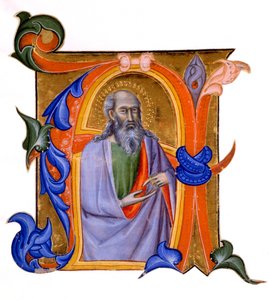 Megvilágított kezdőbetű A, 1382-99 körül (vízbázisú pigment és aranylevél pergamenen)