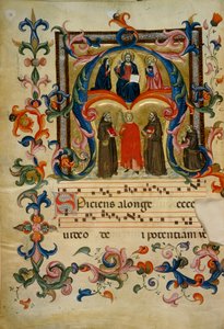 Megvilágított kezdőbetűvel Krisztus a dicsőségben (Corale 39, c. 1v), mű a firenzei San Pancrazio templom Santa Maria degli Angeli 39. kóruskönyvéhez