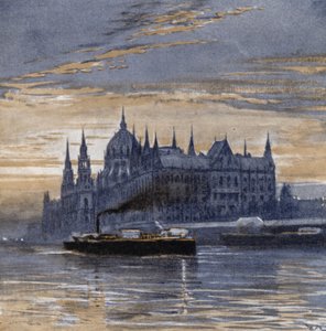 Buda-pest és Országháza (színes litó) alkotó: Donald (after) Maxwell