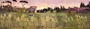 Villa Borghese, Róma (akvarell) alkotó: Donald Andrew Brown