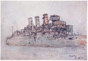 H.M.S. Vindictive, 1918. április 25., illusztráció Gordon S. Maxwell 