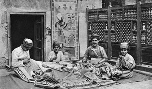 Kézművesek, sátorkészítők bazárja, Kairó, Egyiptom, c1922.