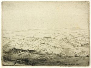 Vázlat San Gimignano falairól alkotó: Donald Shaw MacLaughlan