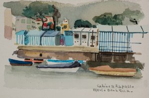 Kabinok Rapalloban, 1979 körül (akvarell papíron) alkotó: Donatella Merlo