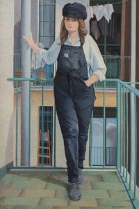 Mónika az erkélyen alkotó: Donatella Merlo