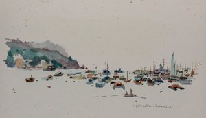 Rapallo, 1979 körül (akvarell, papír) alkotó: Donatella Merlo