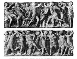 Táncoló Putti Panel, a Cantoriából, a Dóm Éneklő Galériájából (márvány) alkotó: Donatello