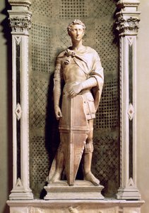 Szent György egy fülkében, Szent György domborművel, amint lent a sárkányt megöli (márvány) (lásd még: 55431 és 87899)