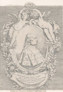 Giovanni Girolamo Sbaraglia portréja két puttival körülvett oválisban a bőségszarukon..., 1716.