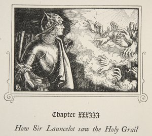 Hogyan látta meg Sir Launcelot a Szent Grált, illusztráció Beatrice Clay "Stories of King Arthur and the Round Table" című könyvéből, 1. kiadás, 1905. alkotó: Dora Curtis