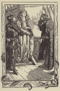Anguish király Isoltot ad Sir Tristramnak (litho) alkotó: Dora Curtis
