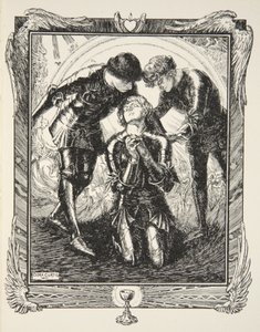 Aztán elmentek Sir Galahadhoz, illusztrációja Beatrice Clay „Artúr király és a kerekasztal történetei” című művéből. alkotó: Dora Curtis