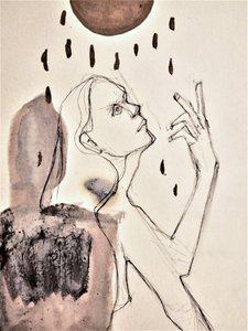 Elmélkedő esőportré alkotó: Doris Schmitz