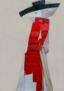 Elegáns nő piros ruhában alkotó: Doris Schmitz