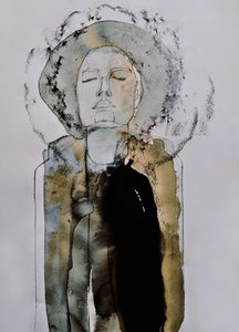 Meditáló nő portréja alkotó: Doris Schmitz