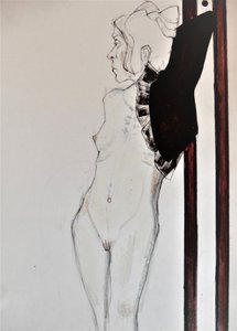 Elgondolkodó meztelen profil alkotó: Doris Schmitz