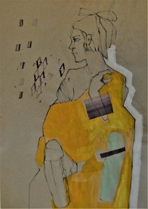 Gondolkodó sárga portré alkotó: Doris Schmitz