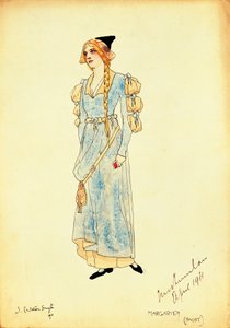 Jelmezvázlat Marguerite számára a Faust című előadáshoz, Carleton Smyth alkotó: Dorothy Carleton Smyth
