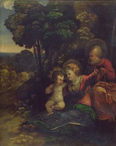 Pihenés az egyiptomi repülés közben, 1510-12 alkotó: Dosso Dossi
