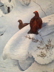 Fácán hóban, 1985 körül (olaj, vászon)