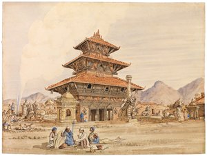Dévi templom, Patan, Nepál, 1850-es évek alkotó: Dr. Henry Ambrose Oldfield