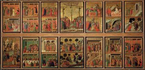 Krisztus élete: szenvedély. A Maesta Predella (tempera fán alkotó: Duccio di Buoninsegna