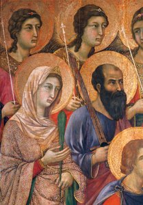 Duccio Maesta oltárképe a sienai katedrálisban, Duccio di Buoninsegna (1255 körül - 1319 előtt), tempera fán, 212x425 cm, részlet alkotó: Duccio di Buoninsegna
