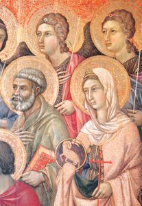 Duccio Maesta oltárképe a sienai katedrálisban, Duccio di Buoninsegna (1255 körül - 1319 előtt), tempera fán, 212x425 cm, részlet alkotó: Duccio di Buoninsegna