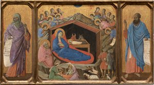 A születés Ézsaiás és Ezékiel prófétával alkotó: Duccio di Buoninsegna