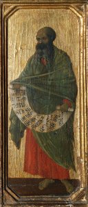 Malakiás próféta, részlet a Sienai katedrálisban lévő Duccio Maesta oltárképének predellájából alkotó: Duccio di Buoninsegna