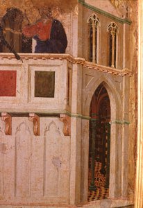 A kísértés a templomban, részlet. Maesta oltárkép (tempera és arany fán alkotó: Duccio di Buoninsegna