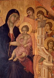 Szűz és gyermek a trónon (La Maesta oltárkép) (tempera és arany a fán) alkotó: Duccio di Buoninsegna