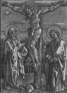 Krisztus a kereszten a Szűzanyával és Szent Jánossal, 1500-1550. alkotó: Dürer School.