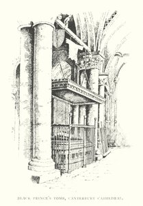 Fekete herceg sírja, Canterbury székesegyház (litográfia) alkotó: Duncan Moul