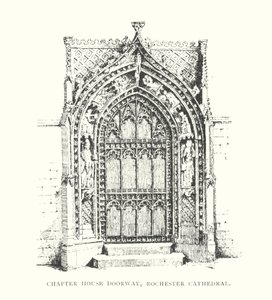 A káptalan ajtaja, Rochester székesegyház (litográfia) alkotó: Duncan Moul