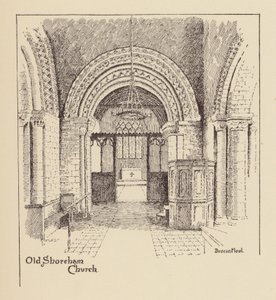 Sussex: Old Shoreham Church (litográfia) alkotó: Duncan Moul