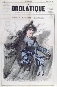 Hortense Schneider (1833-1920) karikatúrája a "Le Drolatique" 1867. június 22-i címlapjáról.