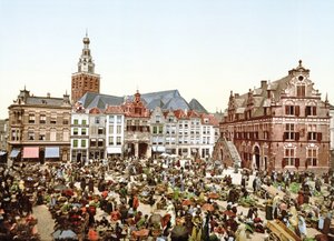 Grote Markt, Nijmegen, Hollandia, 1900 körüli kiadás.
