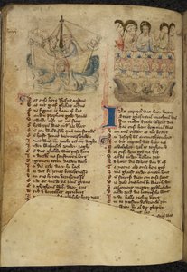 Hozzáadás. 11575, f.65v Jónás és a bálna, a Spiegel van der Menschen Behoudenisse-ből (Az emberi megmentés tükre fordítása) (vellum) alkotó: Dutch School