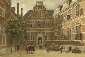 A Kelet-indiai Ház udvara, Amszterdam alkotó: Dutch School