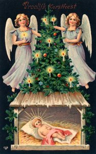 Holland karácsonyi üdvözlőlap (színes litográfia) alkotó: Dutch School