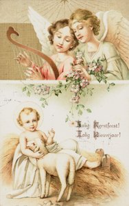 Holland karácsonyi üdvözlőlap (színes litográfia) alkotó: Dutch School