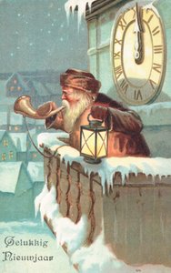 Holland újévi kártya (színes litográfia) alkotó: Dutch School