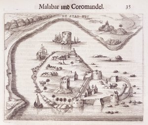 Holland erőd Malabar partján, Kelet-Indiában alkotó: Dutch School
