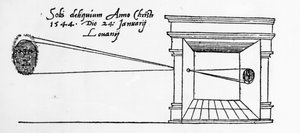 Az 1544. januári napfogyatkozást megfigyelő camera obscura első publikált illusztrációja alkotó: Dutch School