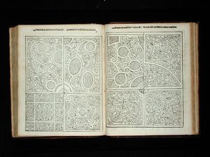 Francia stílusú parterres, Johann van der Groen "A holland kertész" című művéből, 1699-ben jelent meg (metszet) (lásd még 171922). alkotó: Dutch School