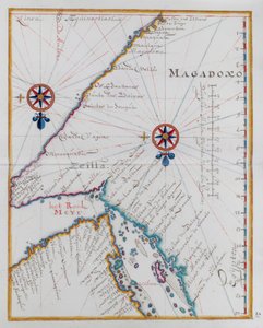 Magadoxo, Zanzibár térképe. alkotó: Dutch School