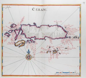 Ceram (Seram) sziget térképe, Indonézia. alkotó: Dutch School